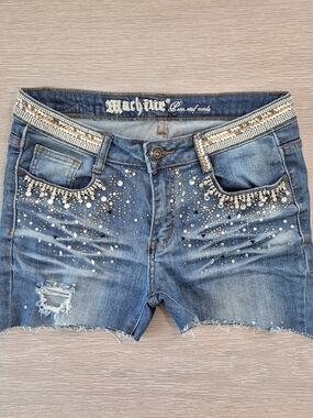 Embellished Blue Denim Women’s Shorts